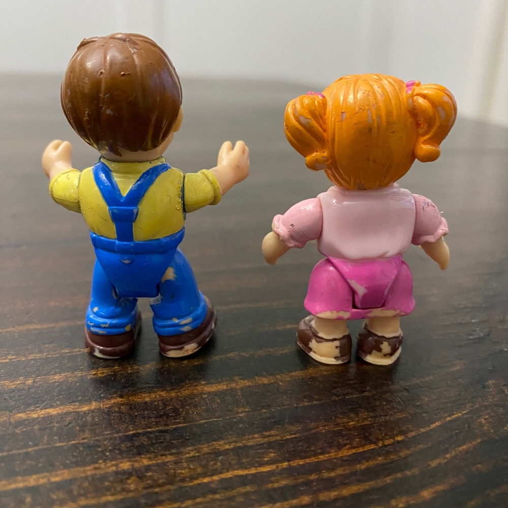 Keenway My Happy Home Family Figures Boy Blue Overalls Girl Pink Dress Vintage - Picture 3 of 6